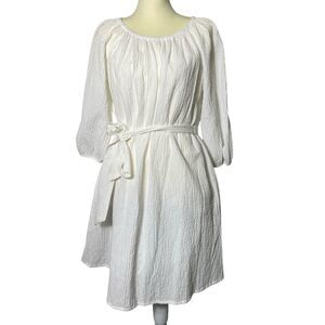 Elizabeth & James White Muslin Belted Mini Dress Women's Size Medium